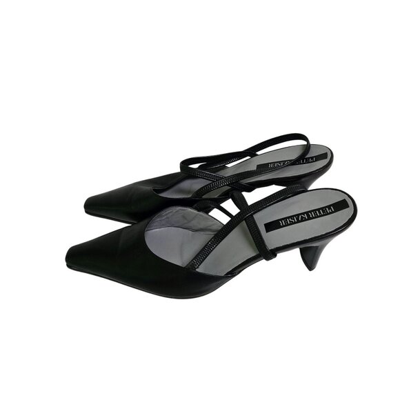 Peter Kaiser Black Leather Slingback Maryjane Pointed Toe Kitten Heel Size 8.5 - Picture 2 of 7